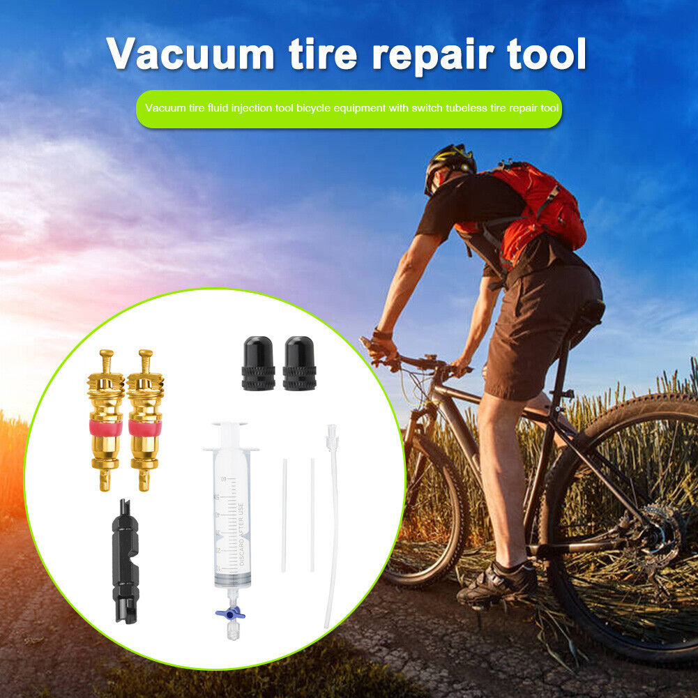 60ml Bike Tubeless Tyre Sealant Injector Kit MTB Road Bicycle Tool (Black)