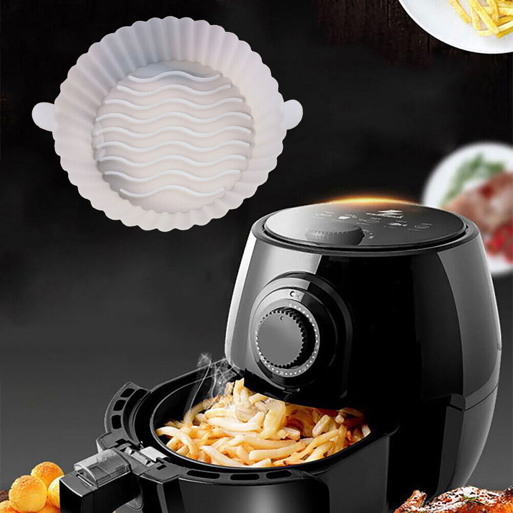 Silicone Air Fryer Liner Non-Stick Fryer Basket Steamers Oil Mat (White)