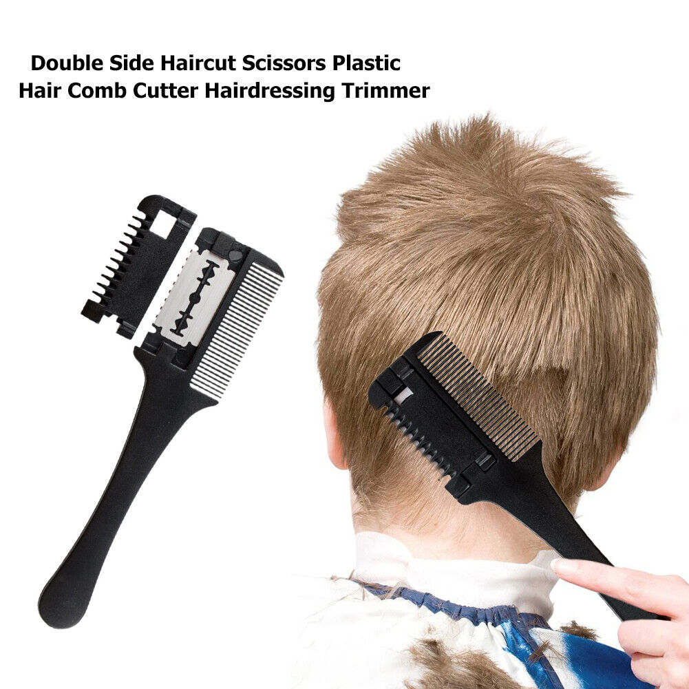Double Side Haircut Scissors Plastic Hair Comb Cutter Hairdressing Trimmer