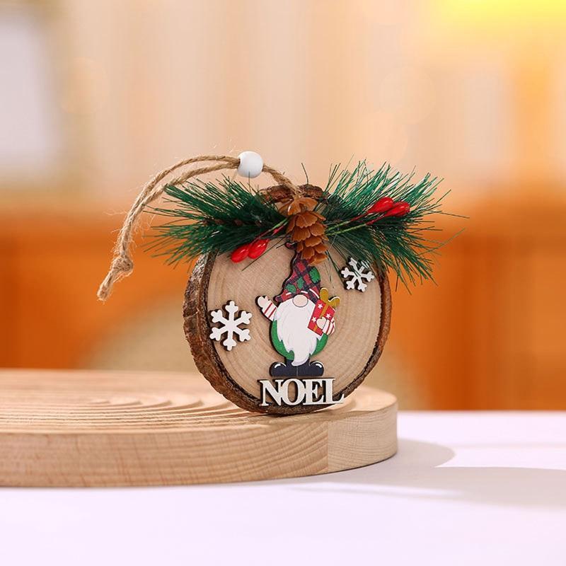Christmas Festival Tree Ornament Set of 4 Slices Tree Hanging Embellishment