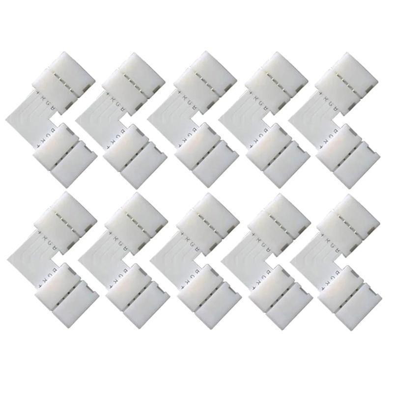 10Pcs 10mm 4 Pin L Shape LED- Strip Corner Connectors RGB- 90 Degree for 5050