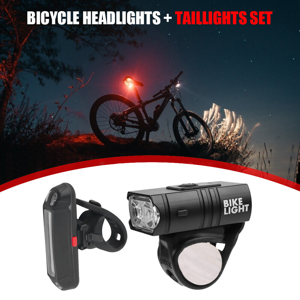 USB Rechargeable LED Bike Light Set Bicycle T6 Front Light COB Taillight