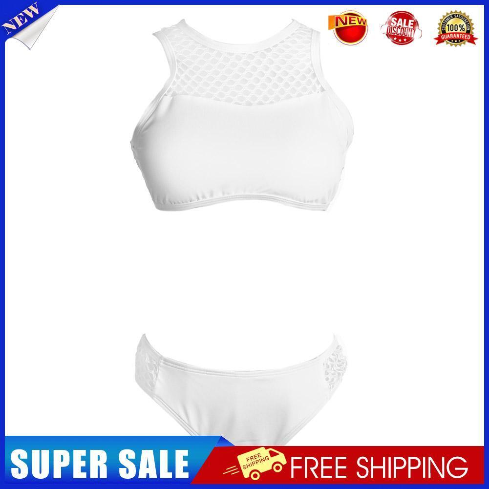 Women Bandage Push up Padded Swimsuit Bathing Beachwear (White)(M)