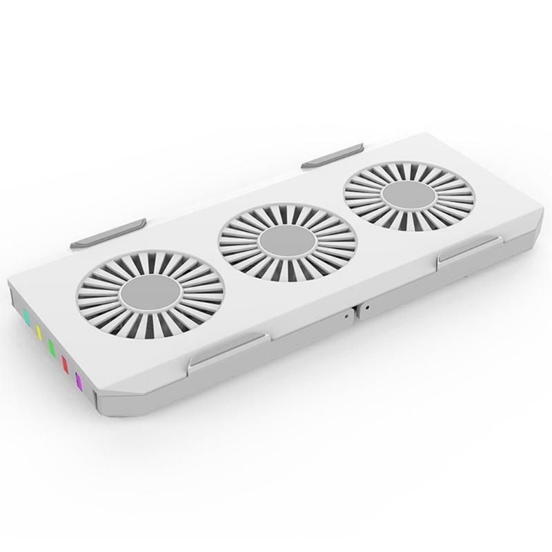 Gaming Laptop Cooling Stand Holder 3 Fan RGB Light Riser Folding Anti-Slip ABS