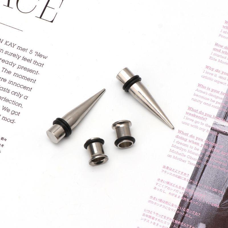 7mm Pair Stainless Steel Tapers &Tunnels Ear Stretching Kit Plugs Body Jewelry
