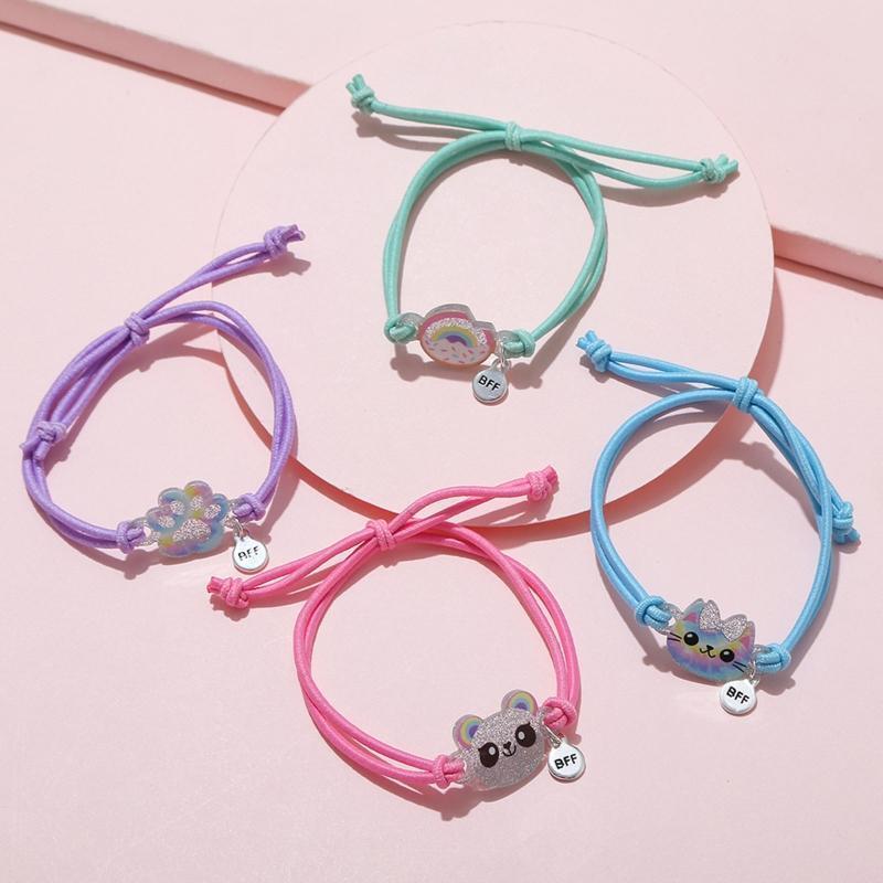4Pcs Baby Cute Bracelet Adjustable Multicolor Woven Rope Chain Head Rope Jewelry