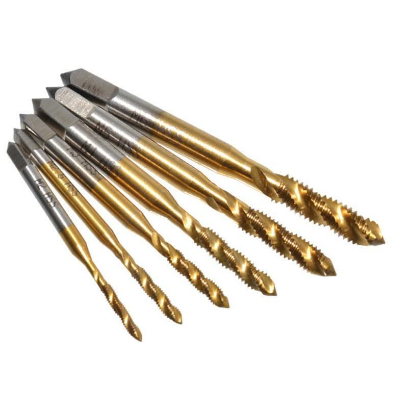 9pcs M2-M12 Titanium Coated High Speed Steel HSS Screw Thread Metric Spiral Taps