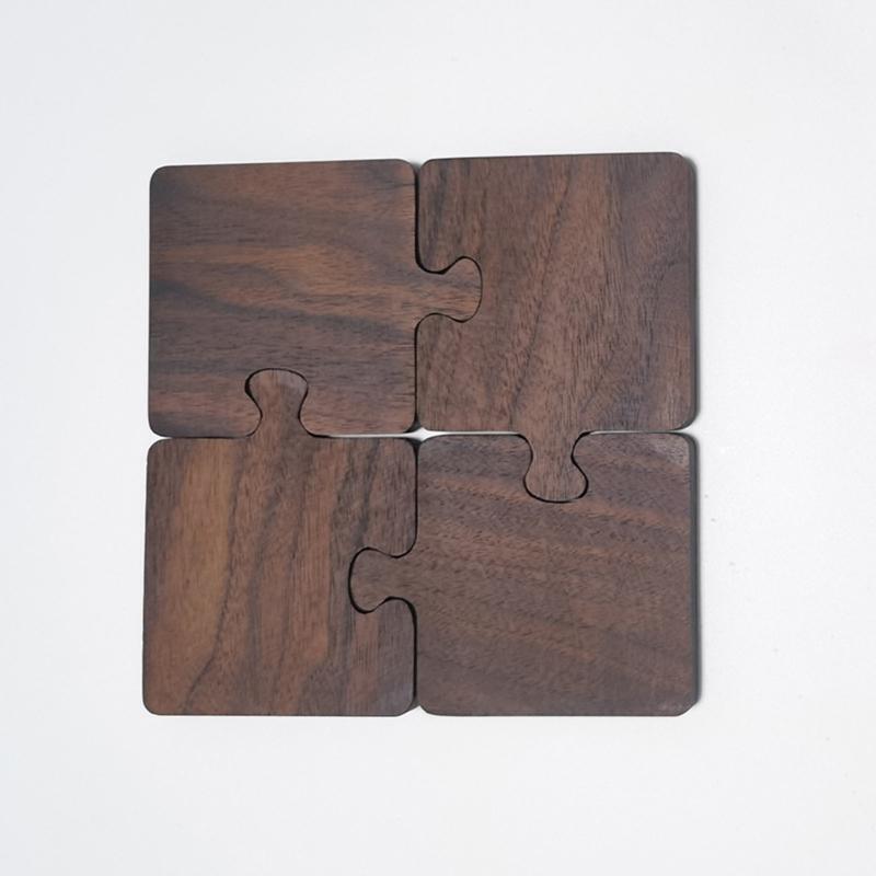 Black Walnut  Dark Wood Coaster Puzzle Splicing Heat Insulation Placement Pad