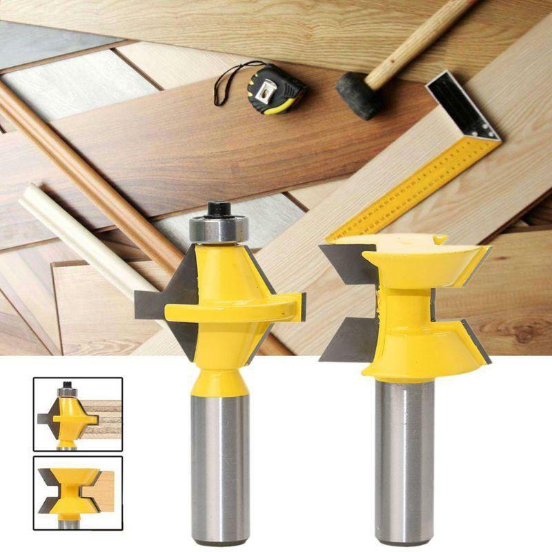 2PCS 120 Degree Lock Miter Finger Joint Router Bits 1/2'' Shank Milling Cutter