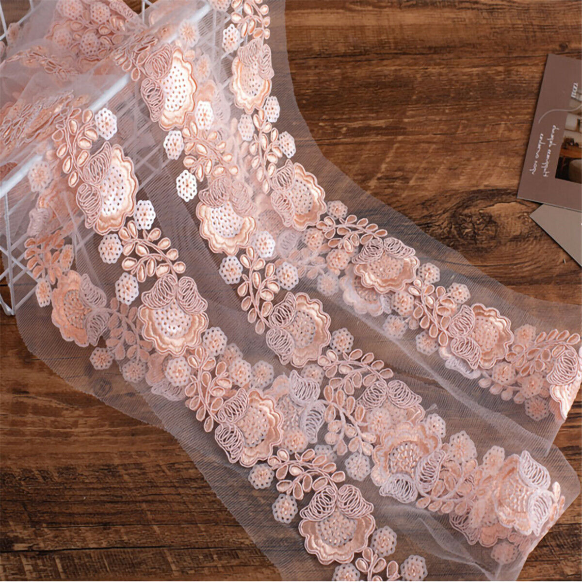 1 Yd Lace Trim Embroidered Ribbon Applique DIY Sewing Dress Clothes Fabric Decor
