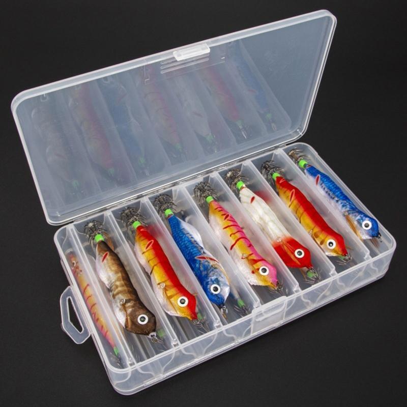 14Pcs Shrimps Squid Jigging Fishing Lure Cuttlefish Bait Wobbler For Sea Fishing