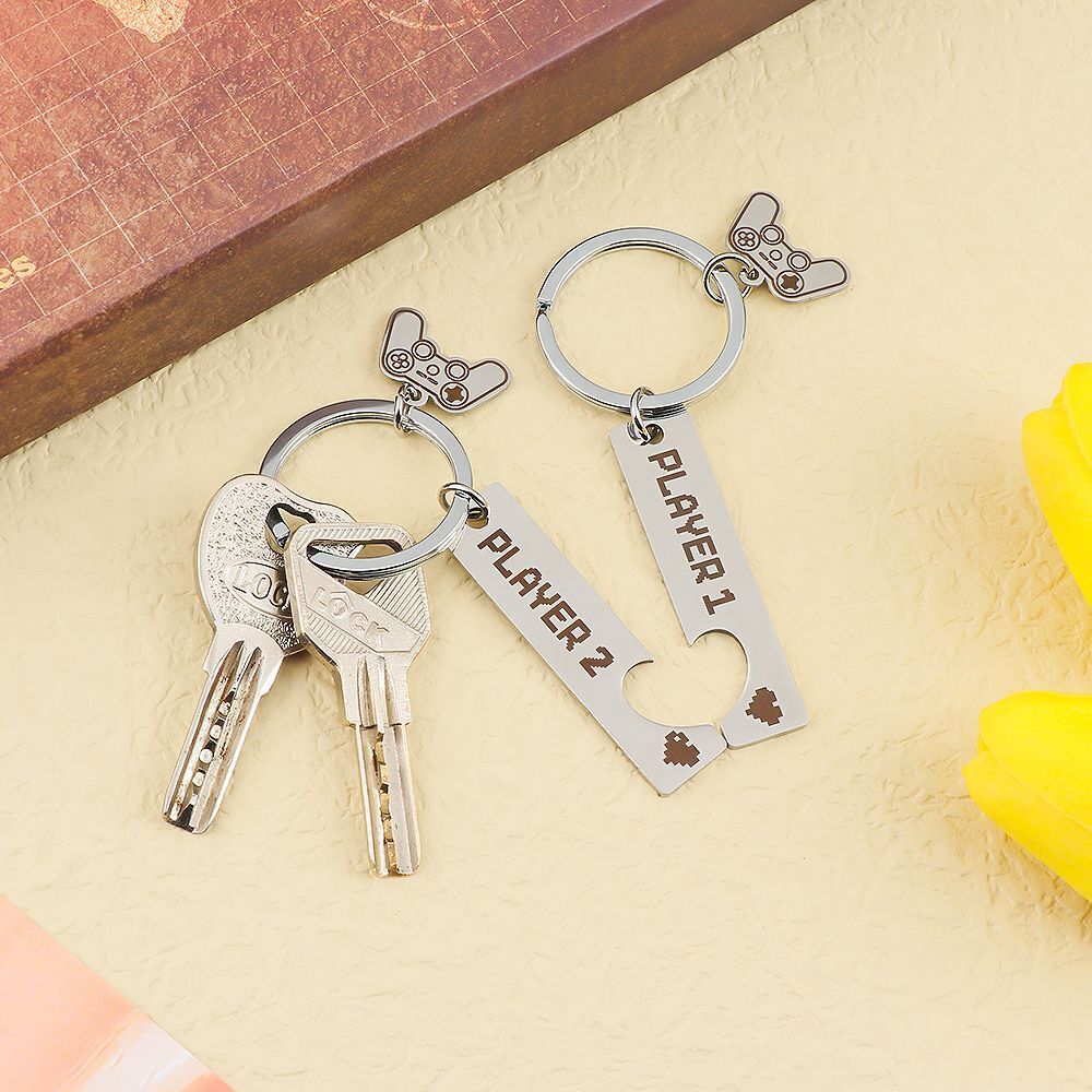 1 Player 2 Couples Anniversary Gifts Gamer Gifts Key Ring Key Chains Key Buckle
