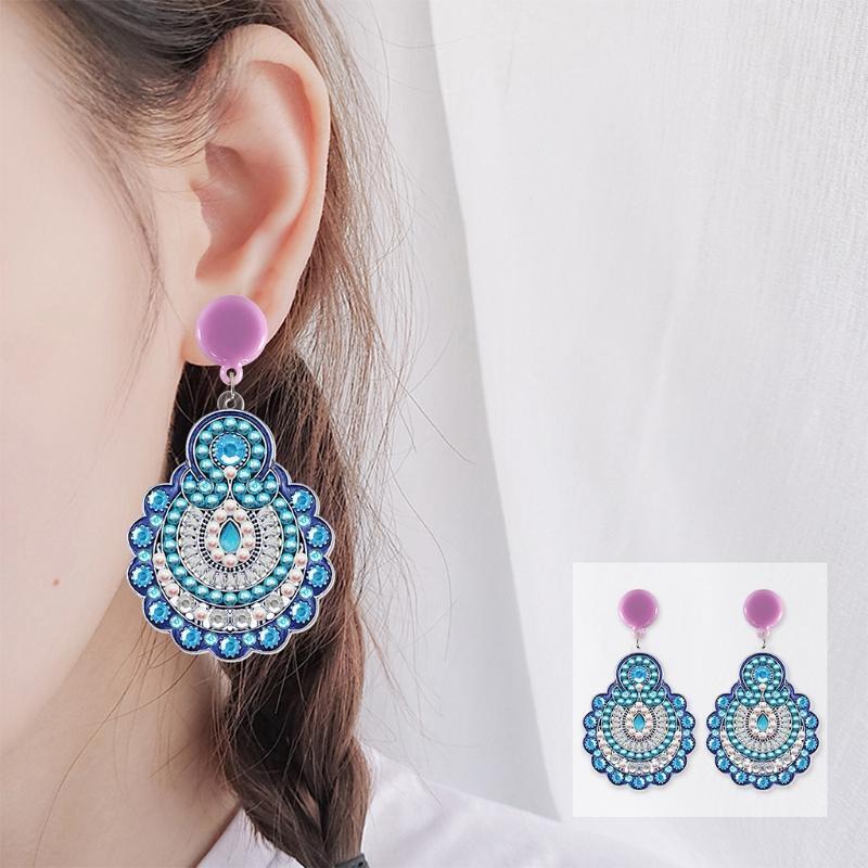 1 Pair Diamond Paintings Diy Earrings Handmade Point Diamond Material Package