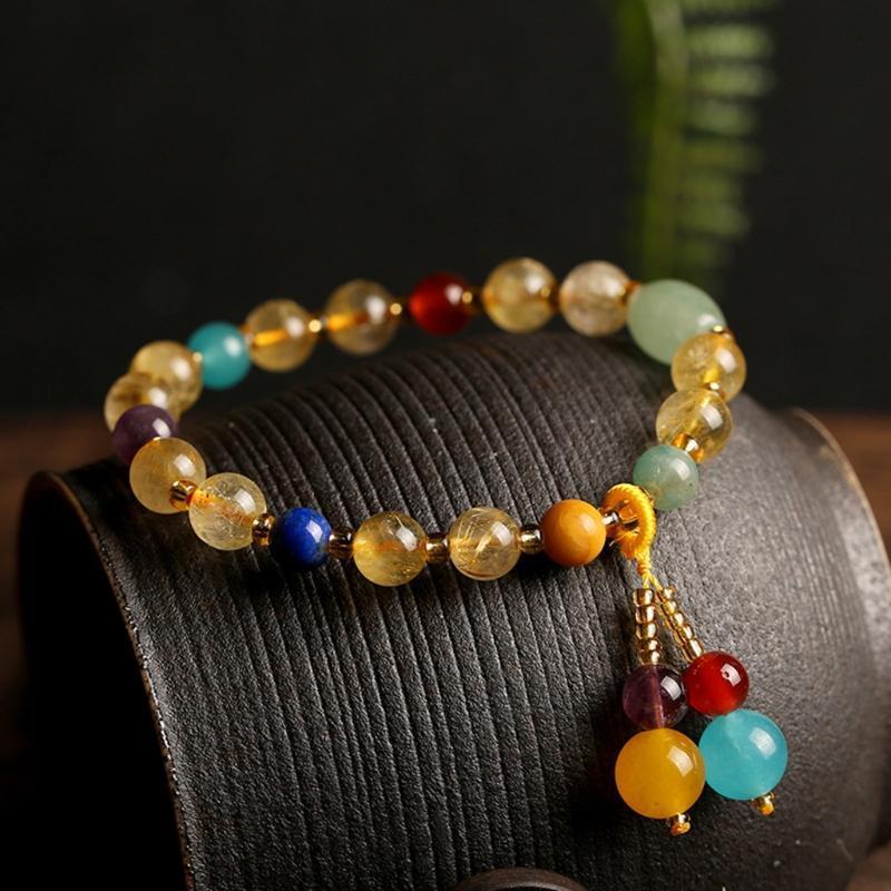 Nice Red Agate Bracelets Natural Rutilated Quartz Crystal Tiny Beads Gift Girls