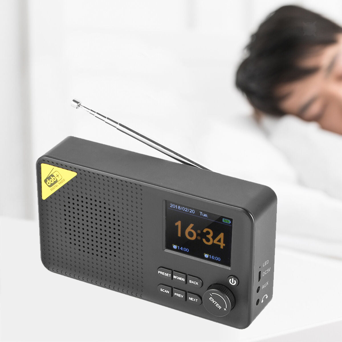 Rechargeable FM Receiver Dual Alarms Clock  Office Outdoor