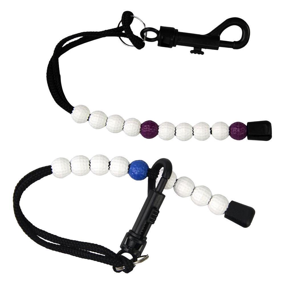 2pcs Golf Stroke Bead Score Counter Counting Bracelet Scorer  w/ Clip