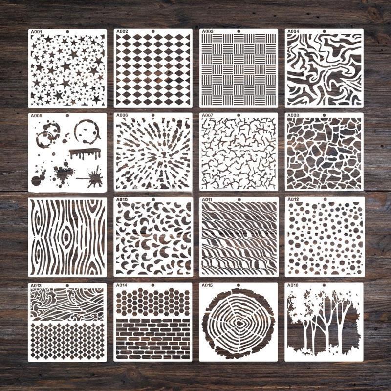 16Pieces Drawing PET Templates Art Geometric Stencils Kit for Room Decorations