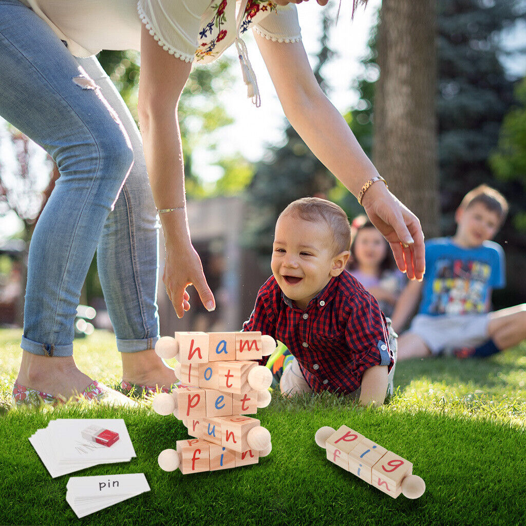 Phonetic Reading Blocks & 52 Cards - Montessori Materials  Learning