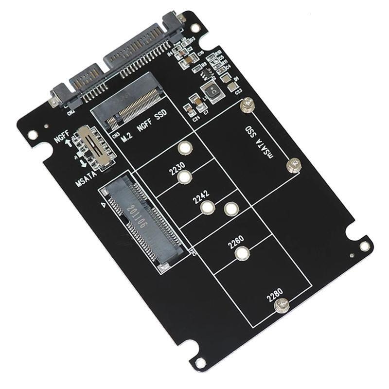 M.2 Ngff MSATA 2-in-1 to Sata Serial Port Adapter Support Full Size with B Key
