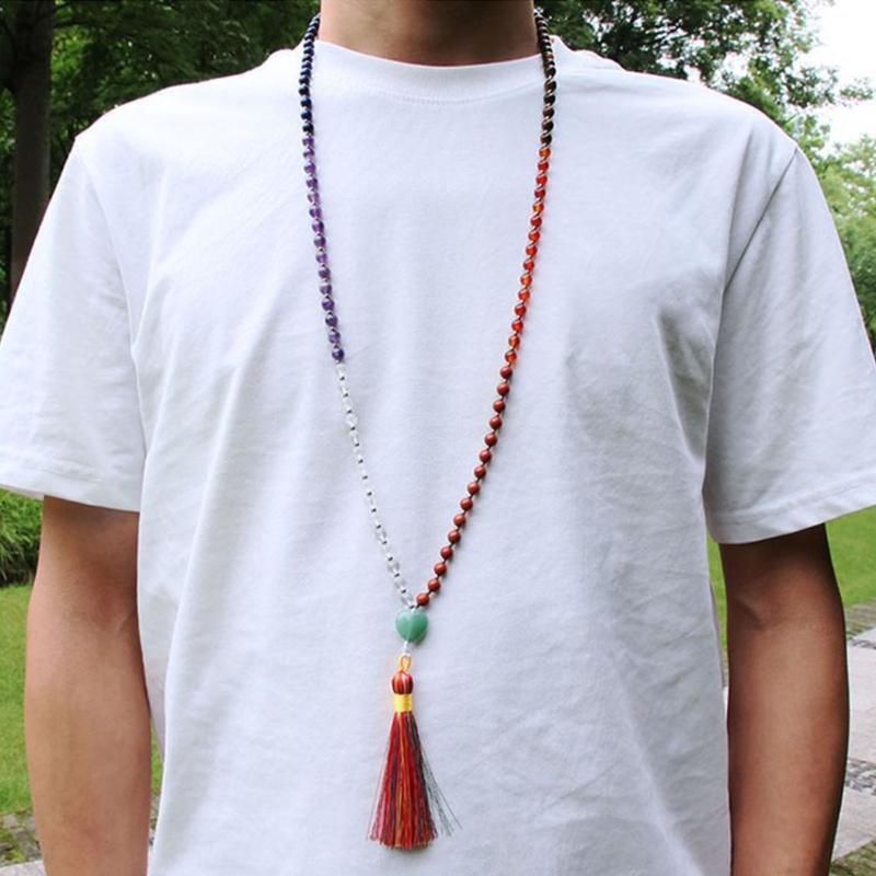 Meditation Tree of Life Pendant Bracelet Hand-knotted Colorful Crystal Necklace