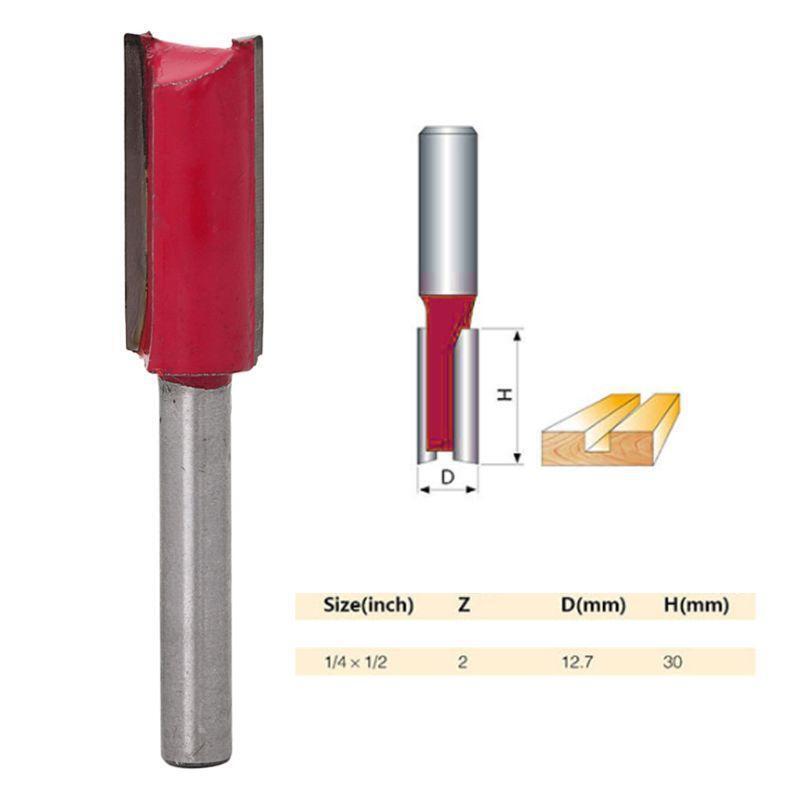 1/4 "Shank 1/2" Blade Woodworking Double Flutes Straight Router Bit Cutter New