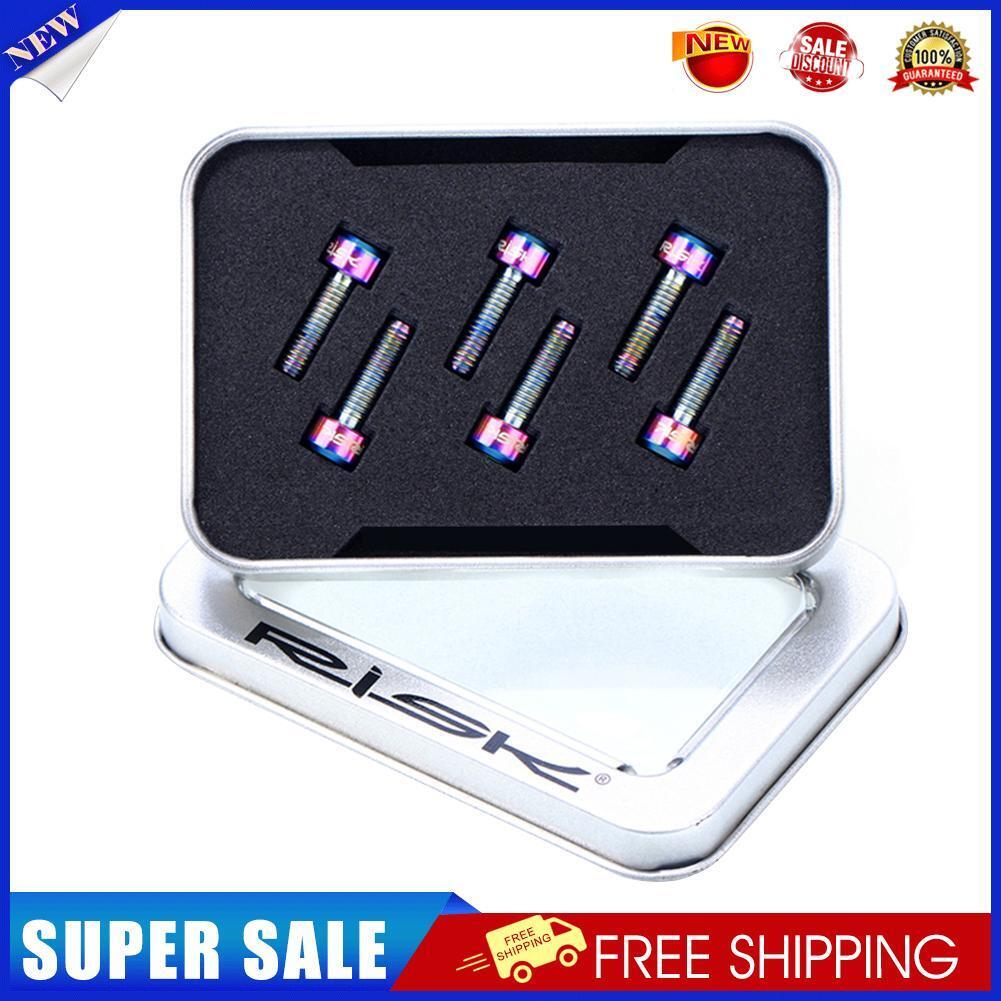 RISK 6pcs Titanium Stem Screws Bicycle MTB Handlebar Lock Bolts (M5X16mm)