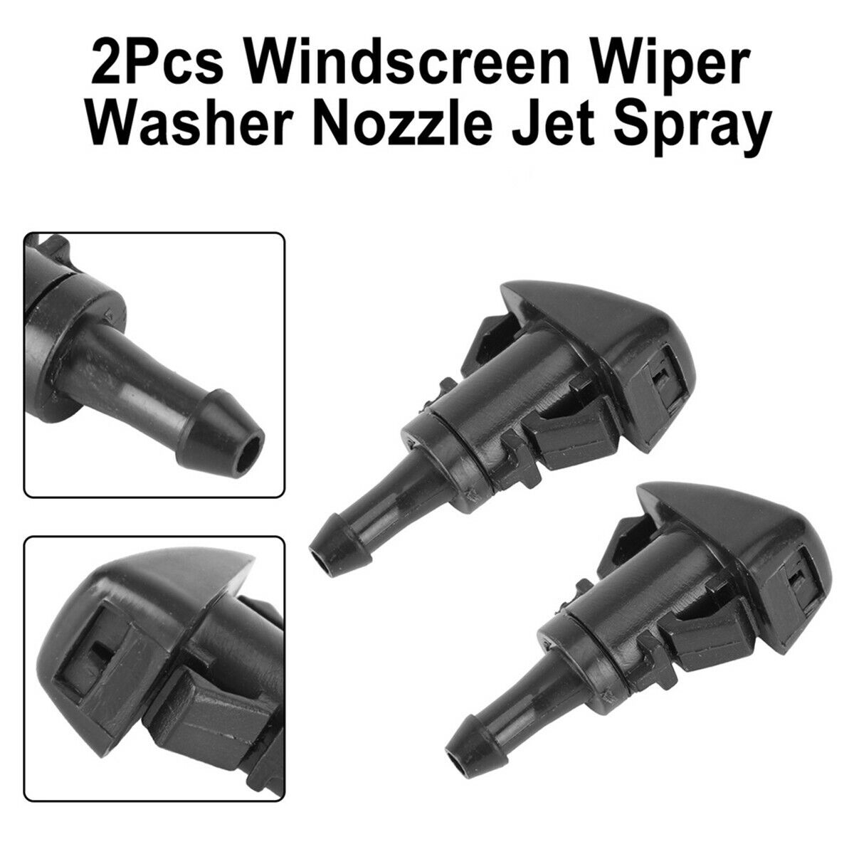 Car Windshield Wiper Washer Fluid Nozzle with Rubber Gasket & Connector Hose Kit