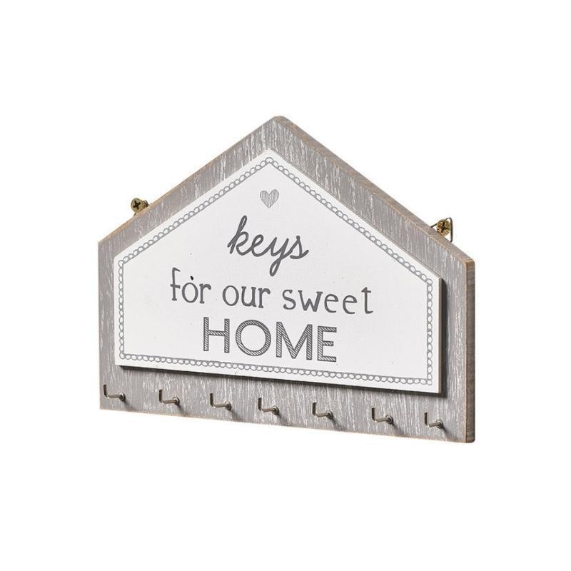 Wooden Key Holder Wall with 7 Hooks Organizer Wall Plaque Distressed Decorations