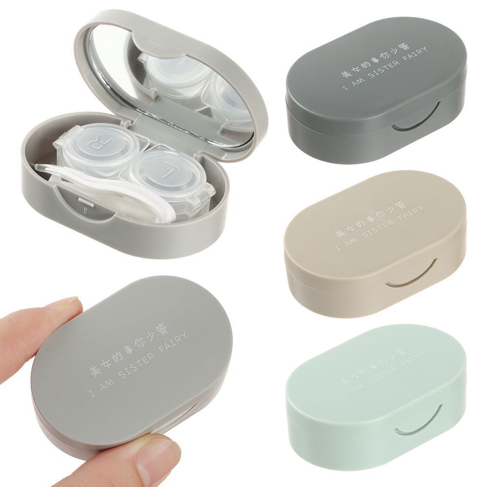 Lovely Travel Mini Square Contact Lens Case Contact Lenses Box with Mirror