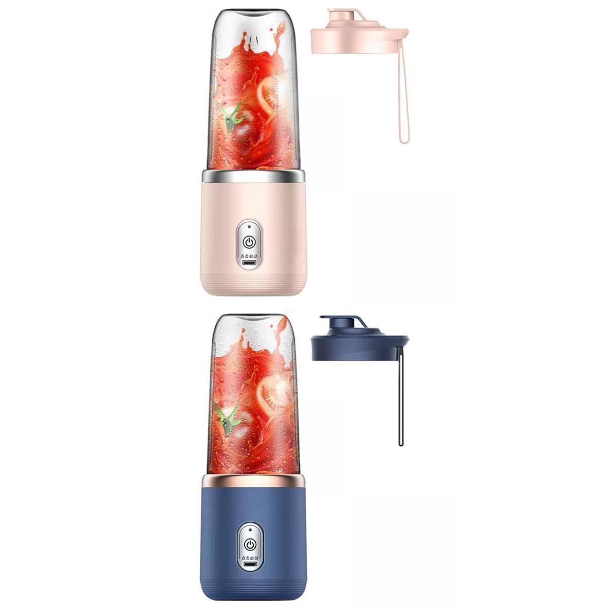 2x 400ml 6  Juicer USB Rechargeable Food Mixer Travel With Cup Lid