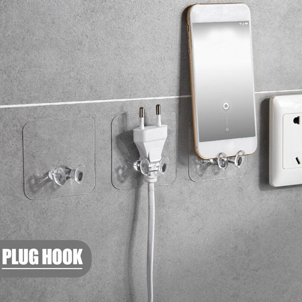 Adhesive Wall Wire Bracket Power Plug Hook Storage Hanger Socket Holder