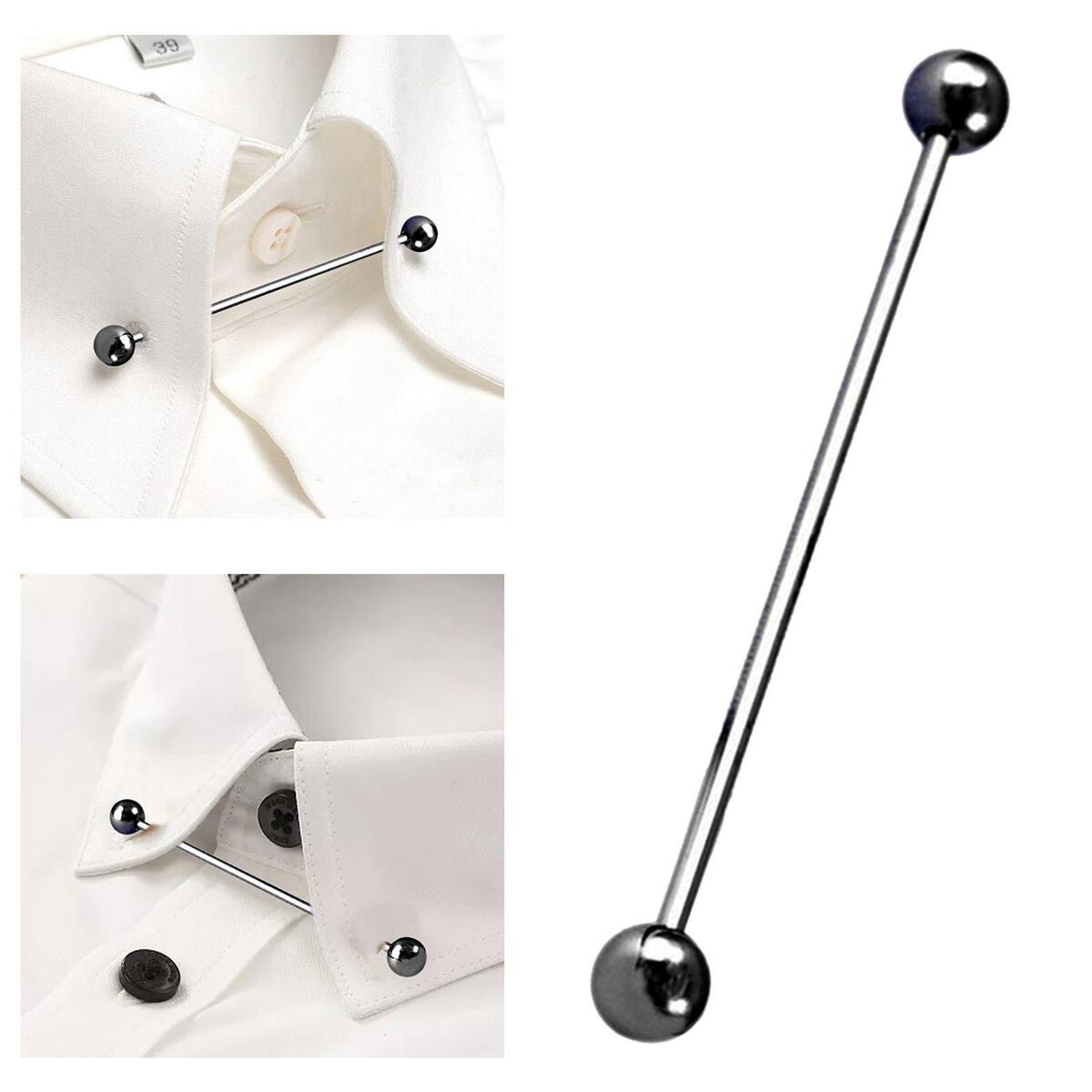 Shirt Collar Bar Pin for Men Copper Collar Tie Pin Durable 60mm for Business