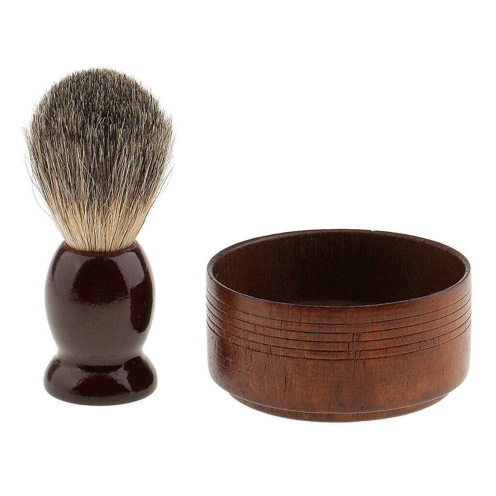 Men's Shaving Brush With Shave Mug Bowl Barber Beard  cup kit