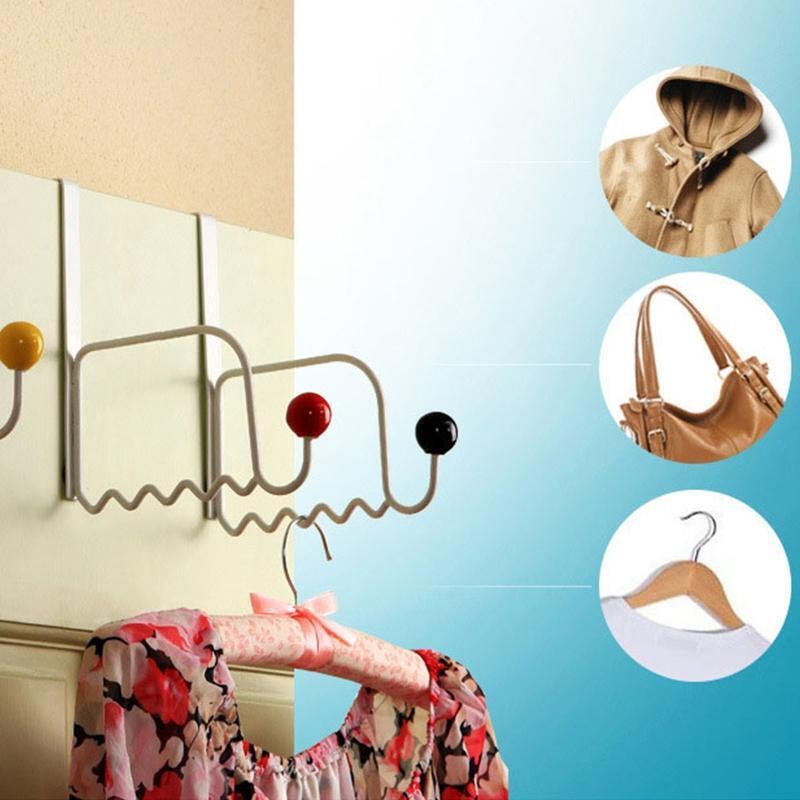 3x Over The Door Hooks Bathroom Organizer for Hanging Key Towels Robes Brush Bag