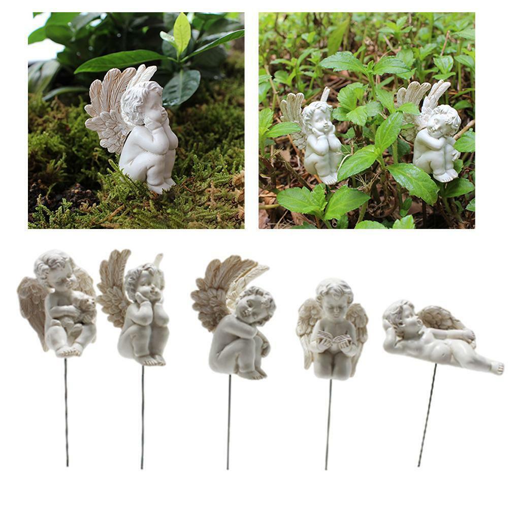 5 Pieces Angel Statue Garden Stakes Mini Landscape  Yard Porch Decor