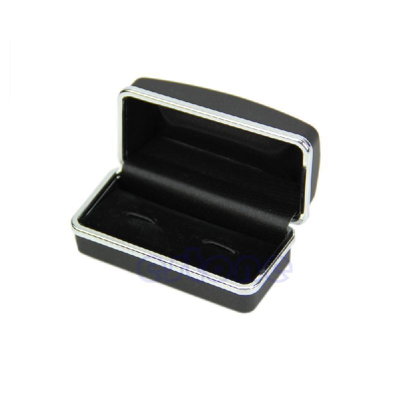 New Cufflinks Jewelry Storage Organizer Case Cuff Link Display Black Box Holder