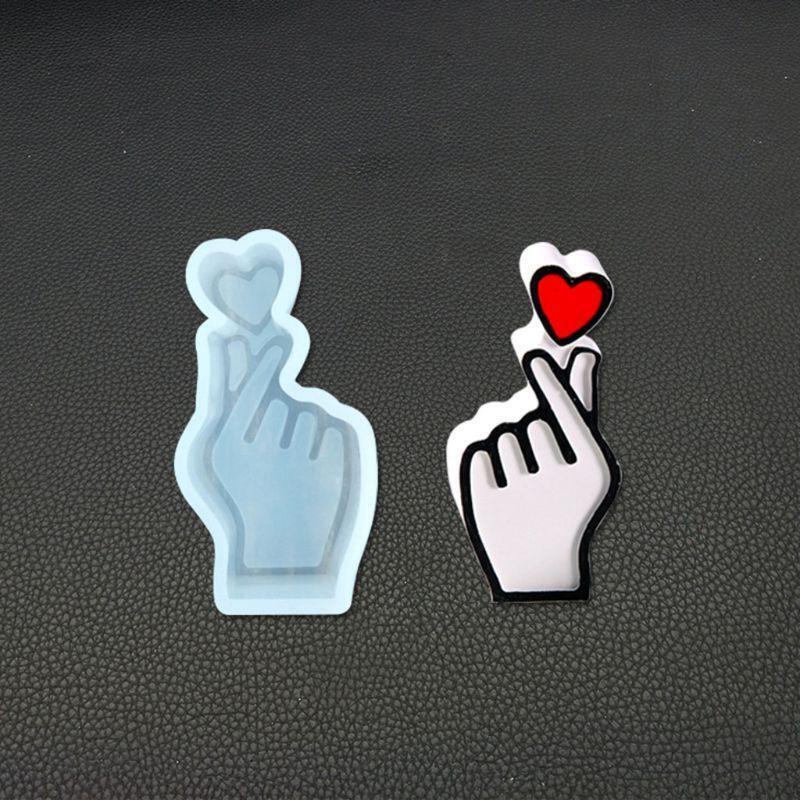Handmade Finger Heart Silicone Molds DIY Crystal Drop Adhesive Pendant Art Mould
