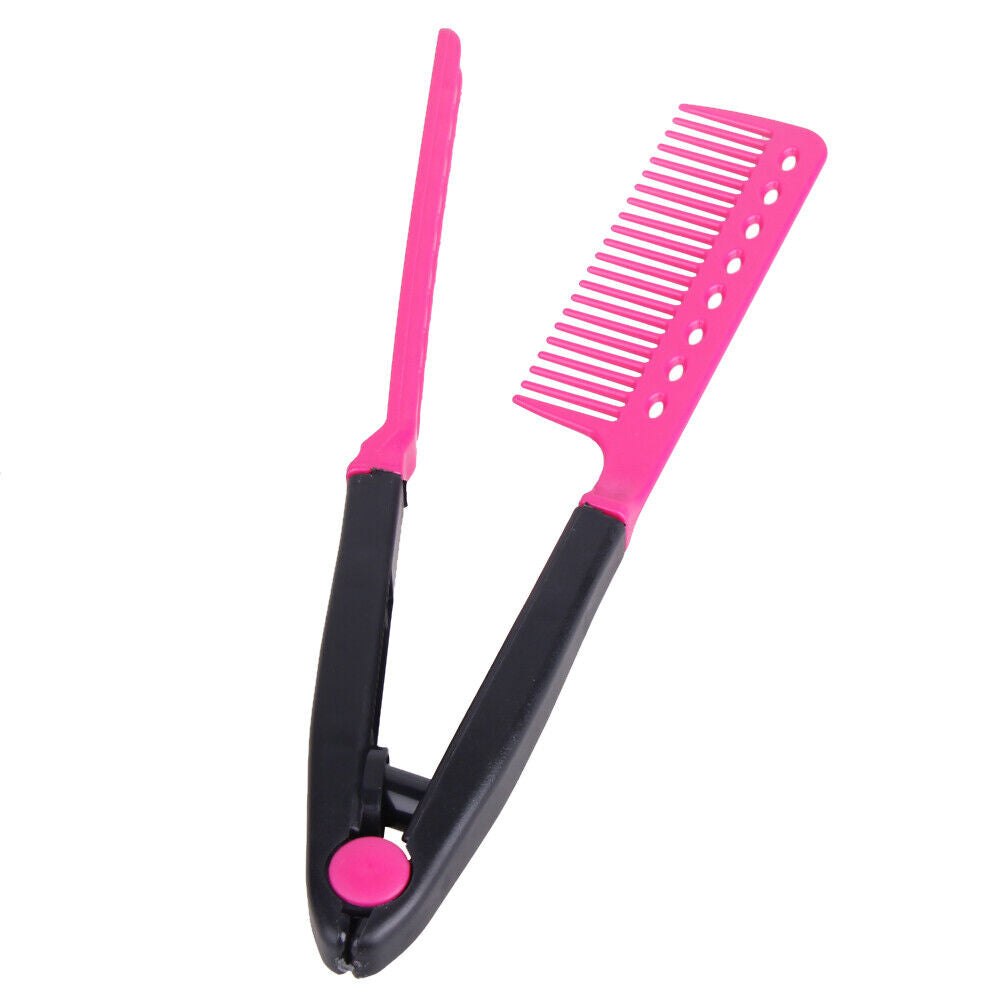 Fashion V Type Hair Straightener Comb DIY Salon Hairdressing Styling Tool