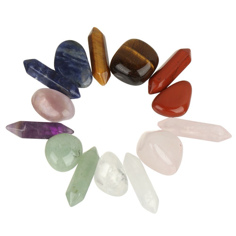 Stone Obelisk Quartz Crystals Seven Chakra Stones Set Reiki Mineral Specimen
