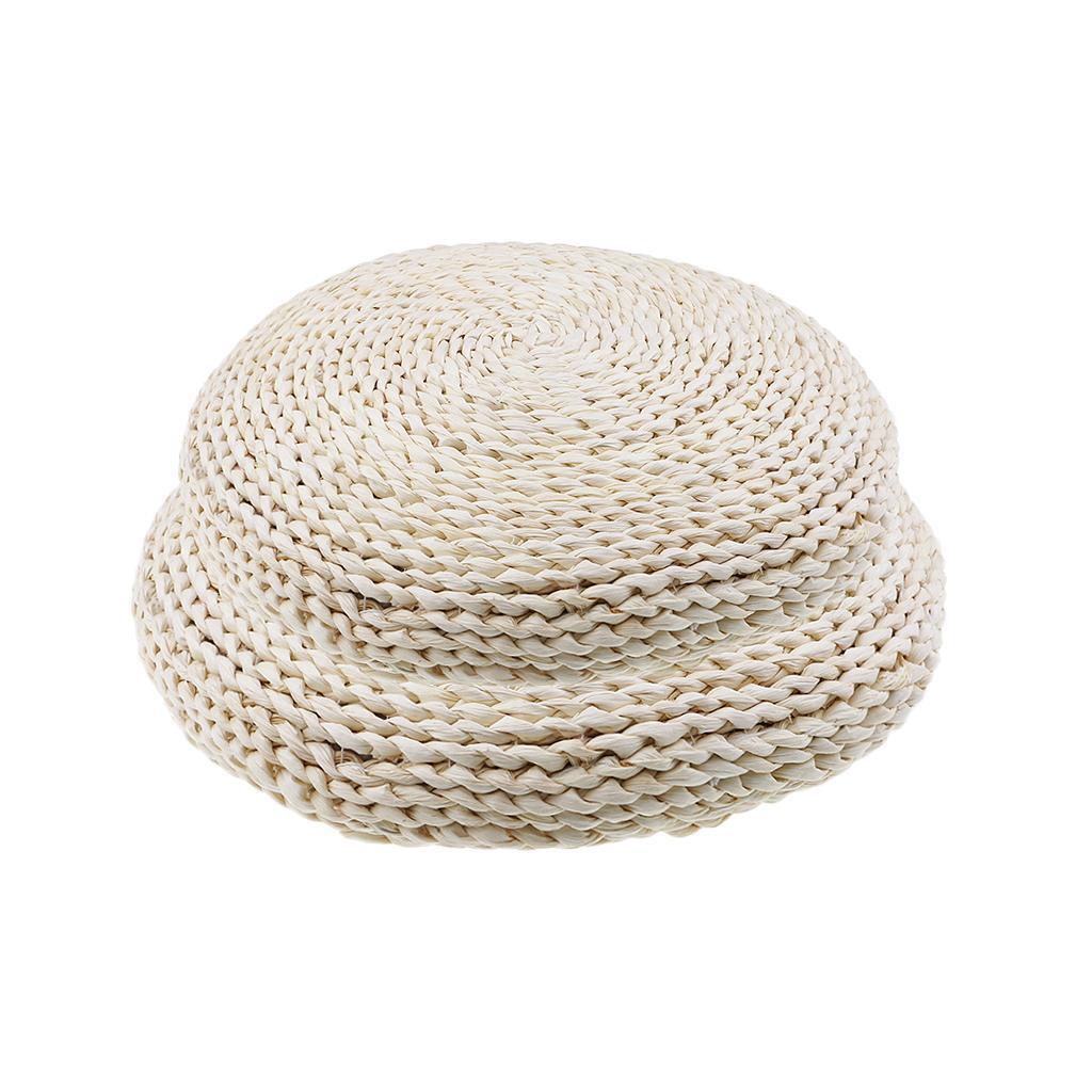 2pc Natural Straw Round Pouf Tatami Cushion Meditation Yoga Mat Zafu Cushion
