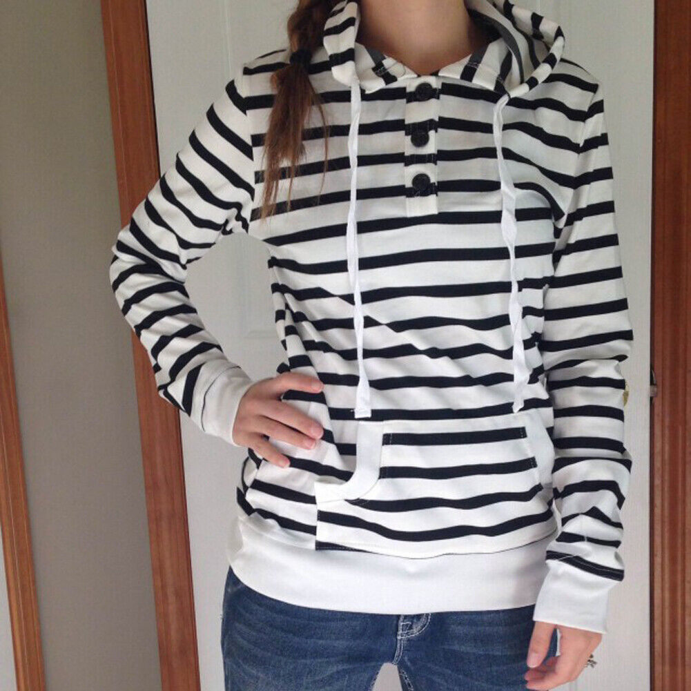 Women Long Sleeve Hoodie Sweatshirt Casual Hooded Coat Pullover (L)-116661.
