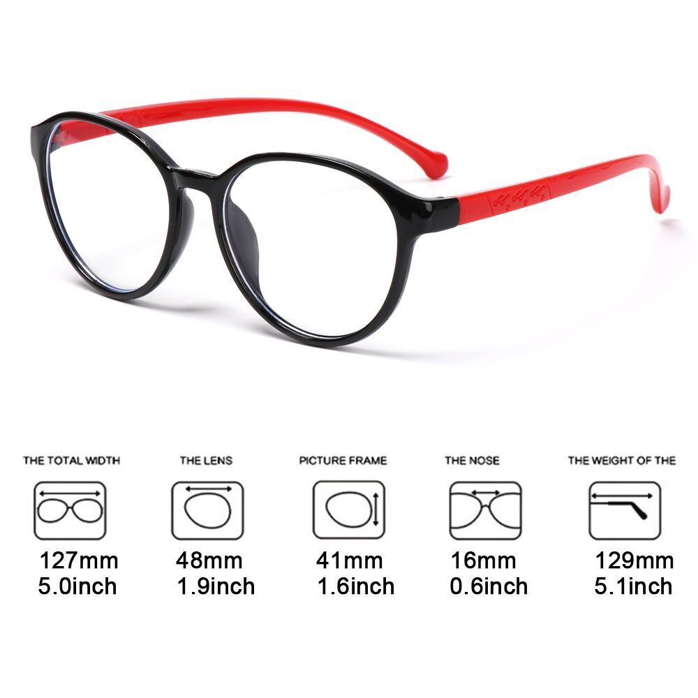 Portable Anti-blue Light Ultra Light Frame Kids Glasses Round Eyeglasses