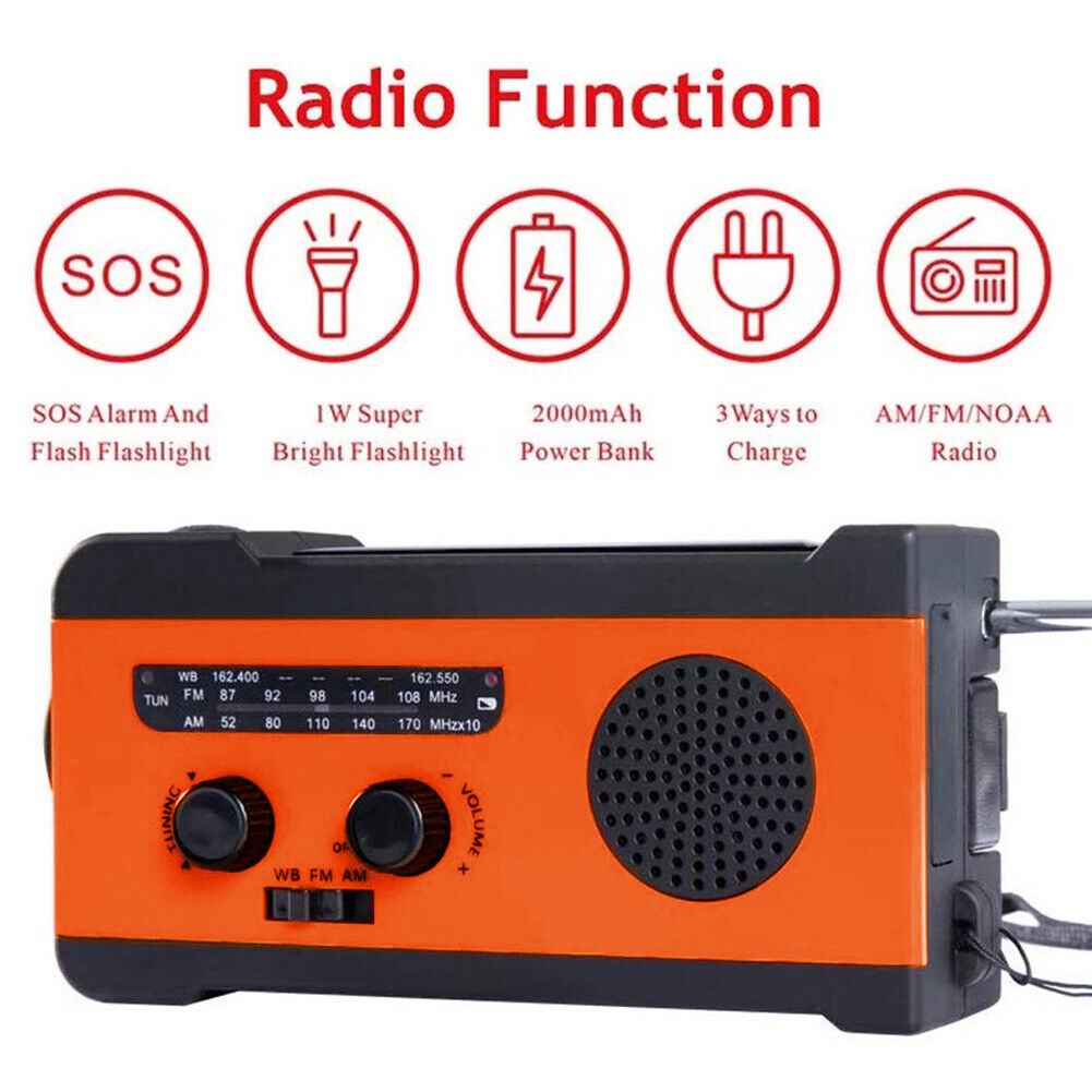 EU Version Solar Power Hand Cranked Phone Charge Flashlight Radio (Orange)