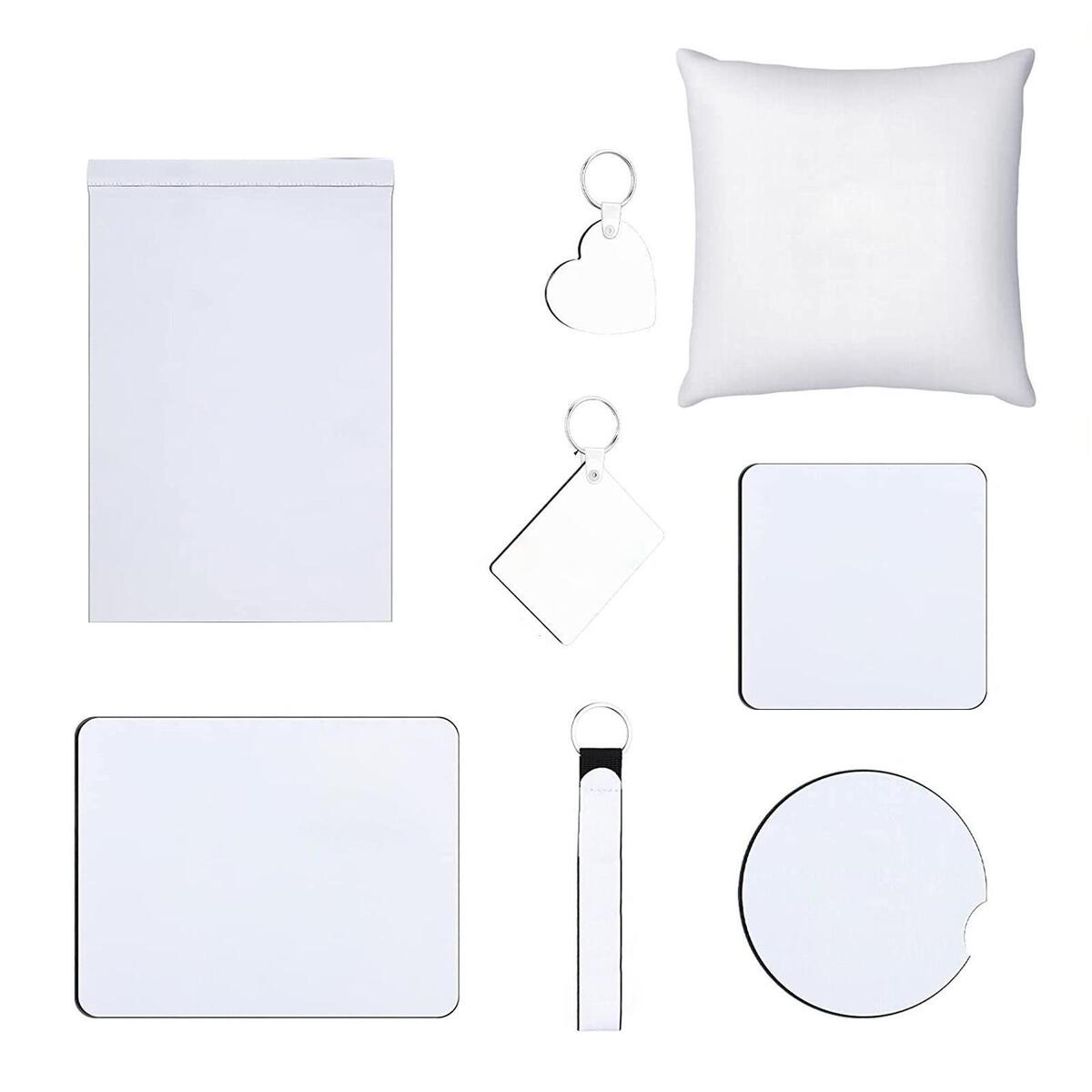 52Pcs Sublimation Blank Products Pillow Cover Keychain Mouse Pad Coaster