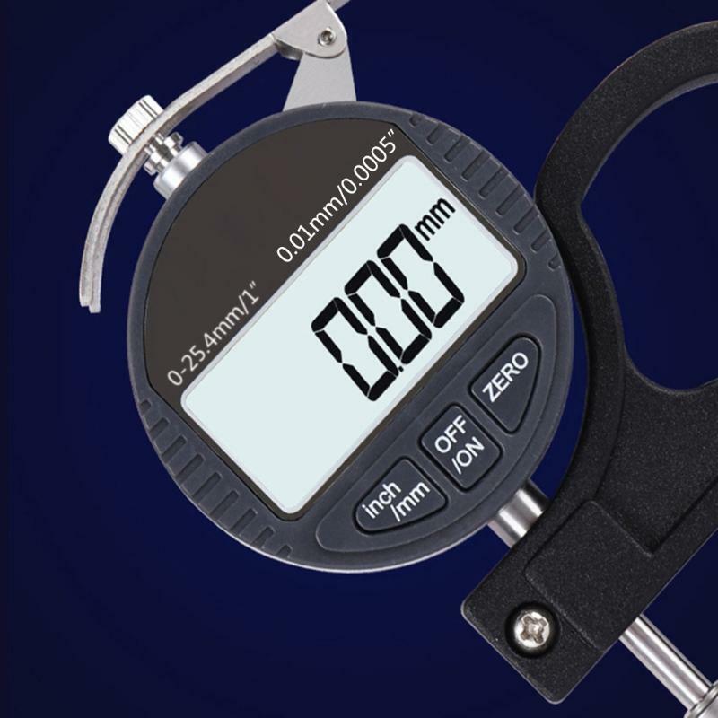 Electronic Digital Dial Micrometer Thickness Gauge 0-1 In/25.4 mm Inch/Metric