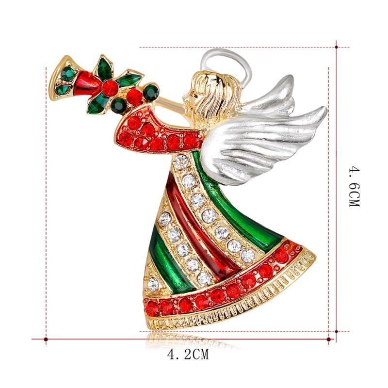 Fashion Christmas Angel Horn Brooch Pins Winter Creative Jewelry for Women Gifts