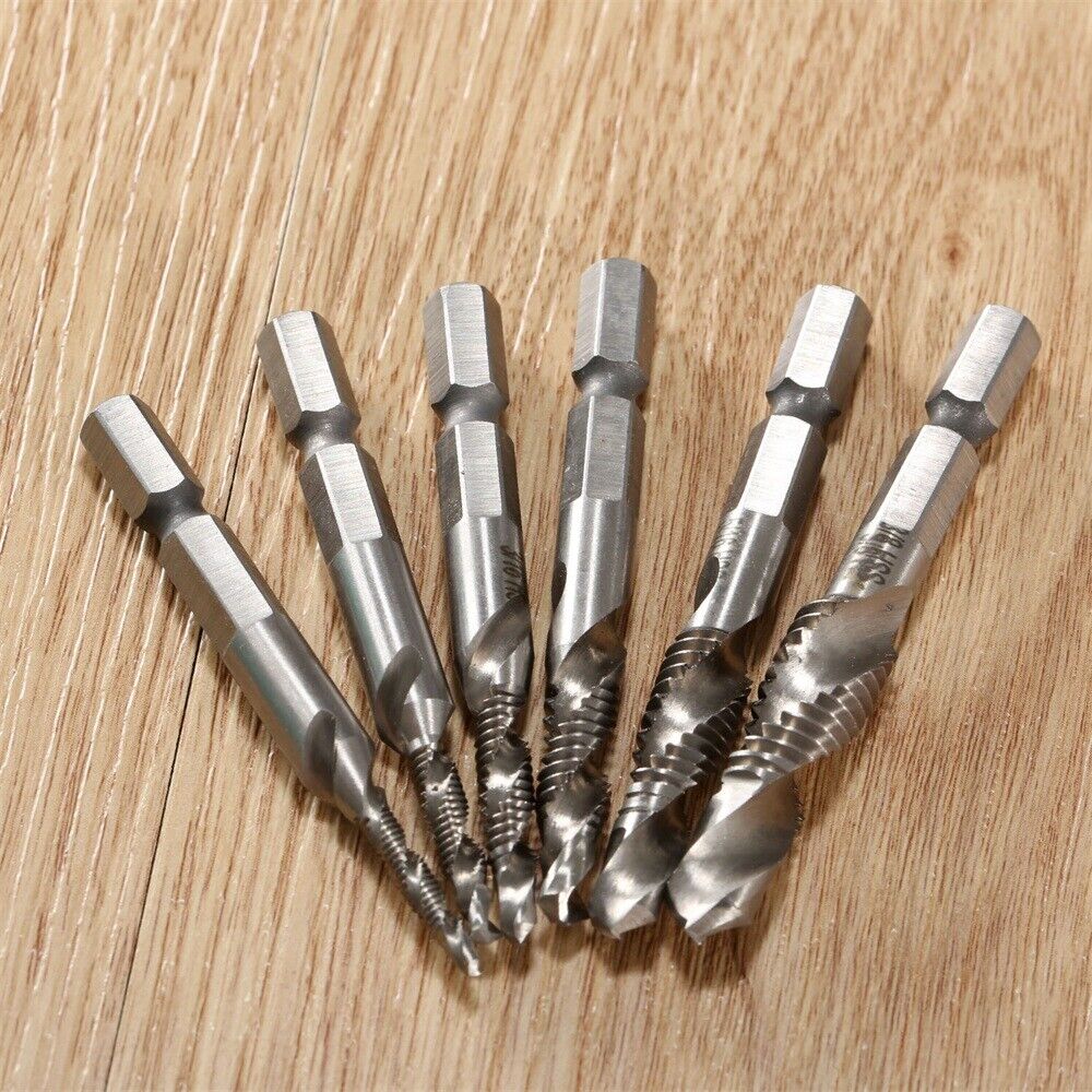 6Pcs HSS Countersink Drill Tap Bits Imperial M3-M10 Drill Metal Woodworking Tool