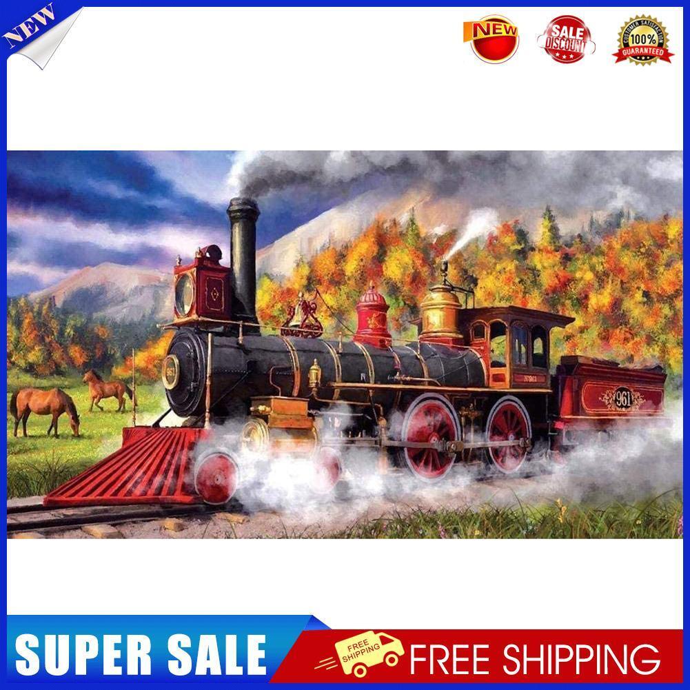 5D Train Full Drill Round Diamond Painting DIY Mosaic Picture Home Decor