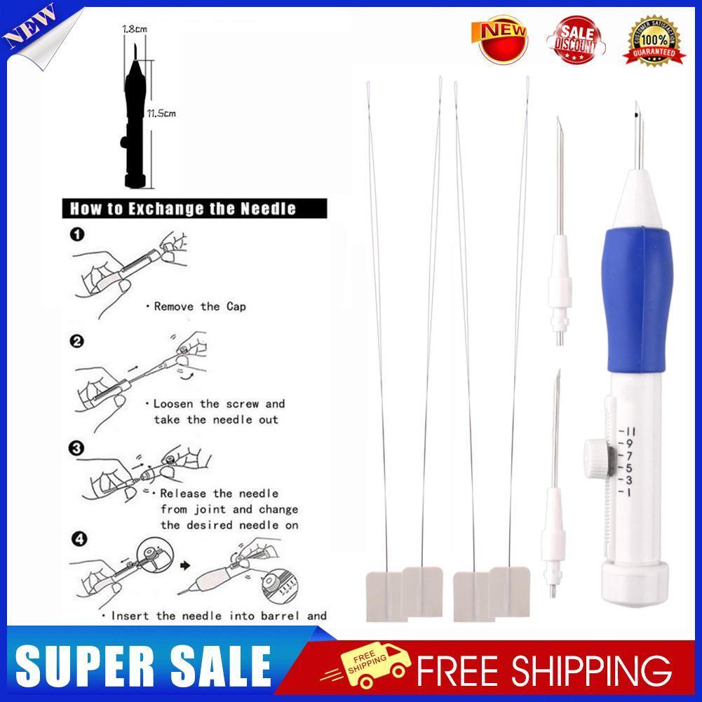 Punch Needle Set 3 Needles 2 Threaders Craft Tool for Embroidery DIY(A+B)
