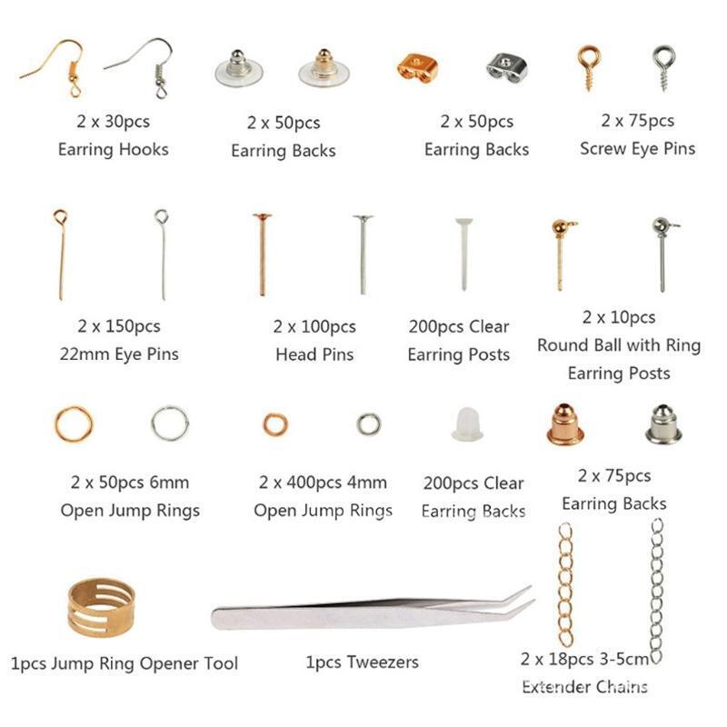 Earring Making Supplies Kit 2418 Pcs Earring Repair Part Earrings Jewelry Making